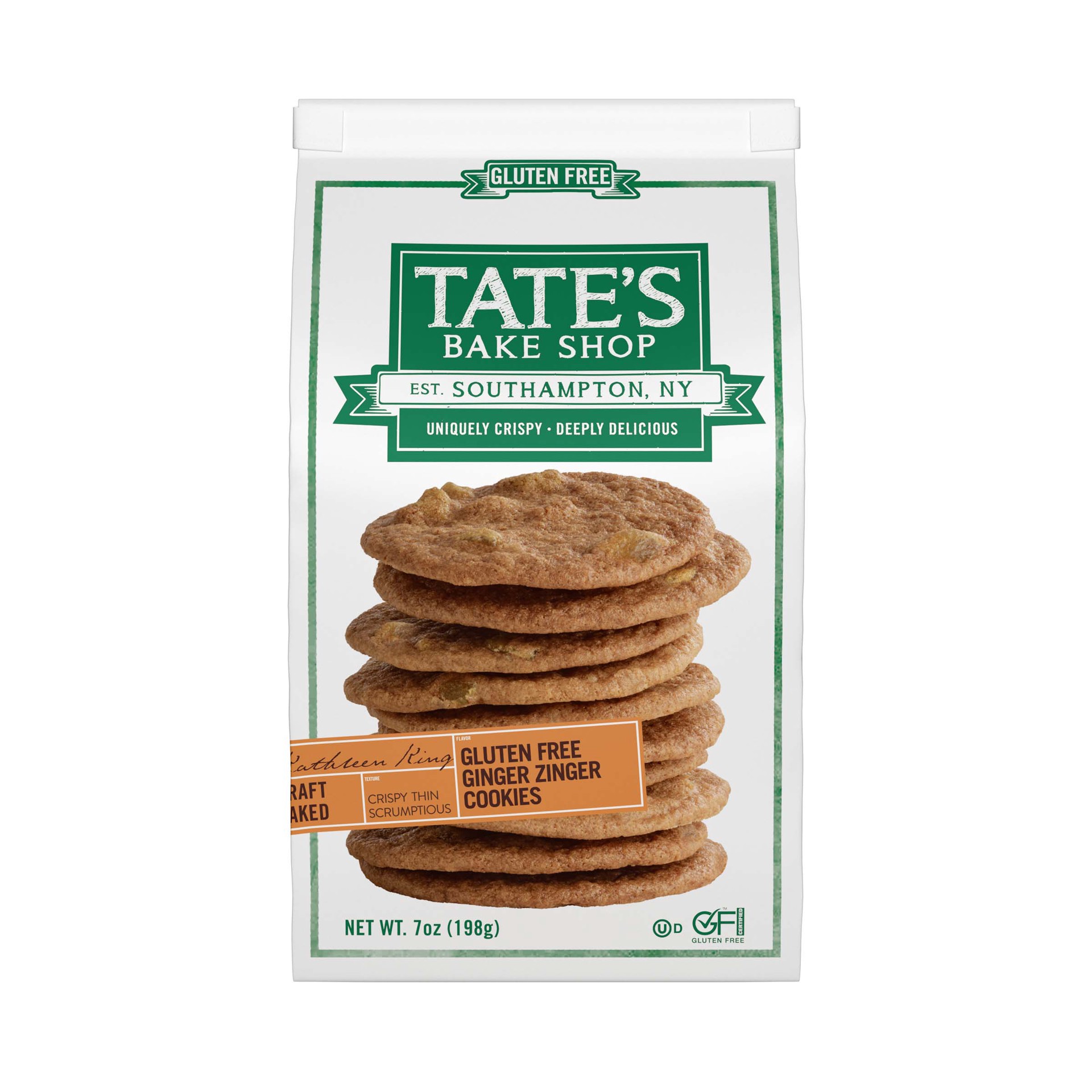 slide 1 of 1, Tate's Bake Shop Gluten Free Ginger Zinger Cookies, 7 oz, 7 oz