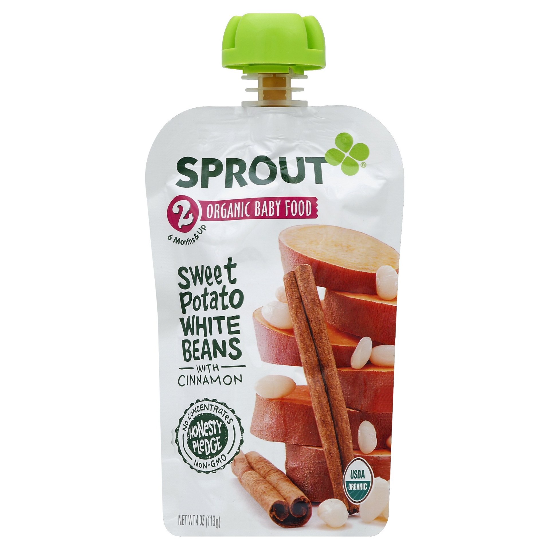 slide 1 of 2, Sprout Organic Baby Food Sweet Potato White Beans With Cinnamon, 4 oz