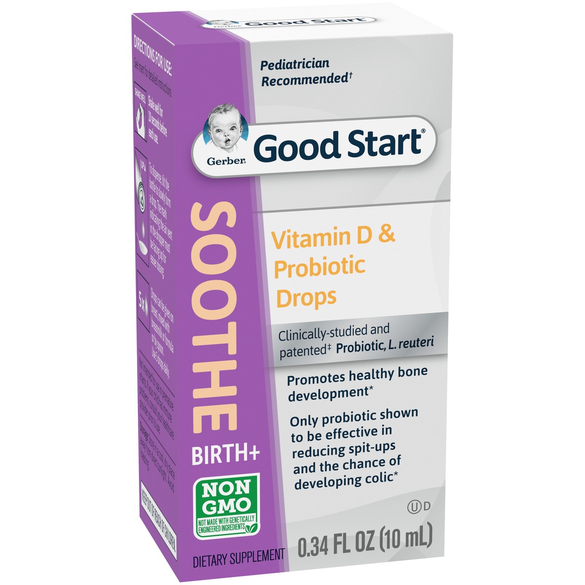 slide 8 of 9, Good Start Soothe Baby Probiotic Drops with Vitamin D, 0.34 fl oz Bottle, 0.34 fl oz