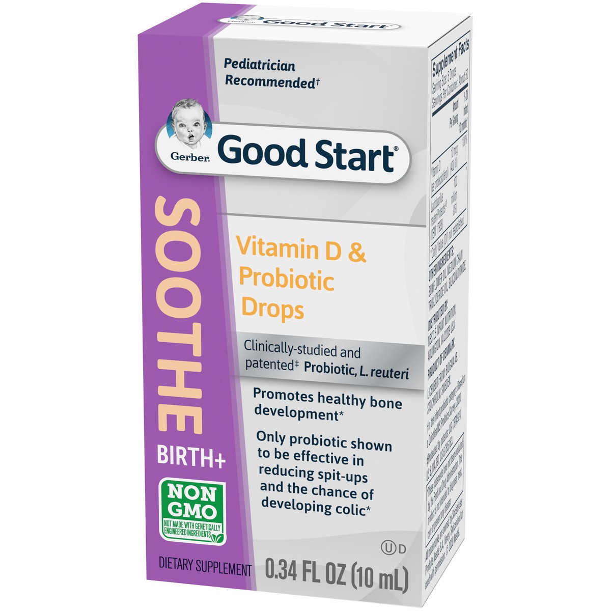 slide 7 of 9, Gerber Good Start Soothe Baby Probiotic Drops with Vitamin D, 0.34 fl oz Bottle, 0.34 oz