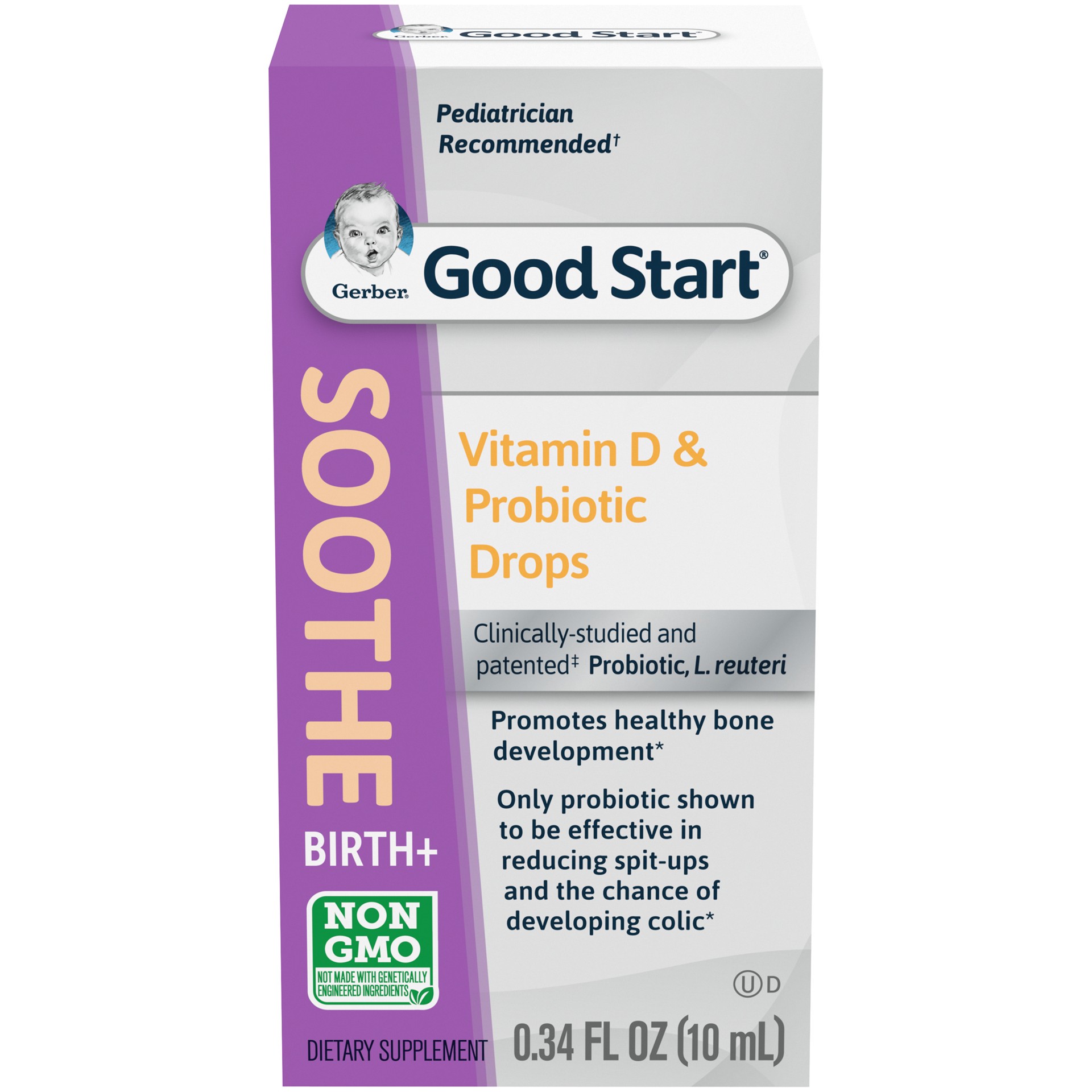 slide 1 of 9, Gerber Good Start Soothe Baby Probiotic Drops with Vitamin D, 0.34 fl oz Bottle, 0.34 oz