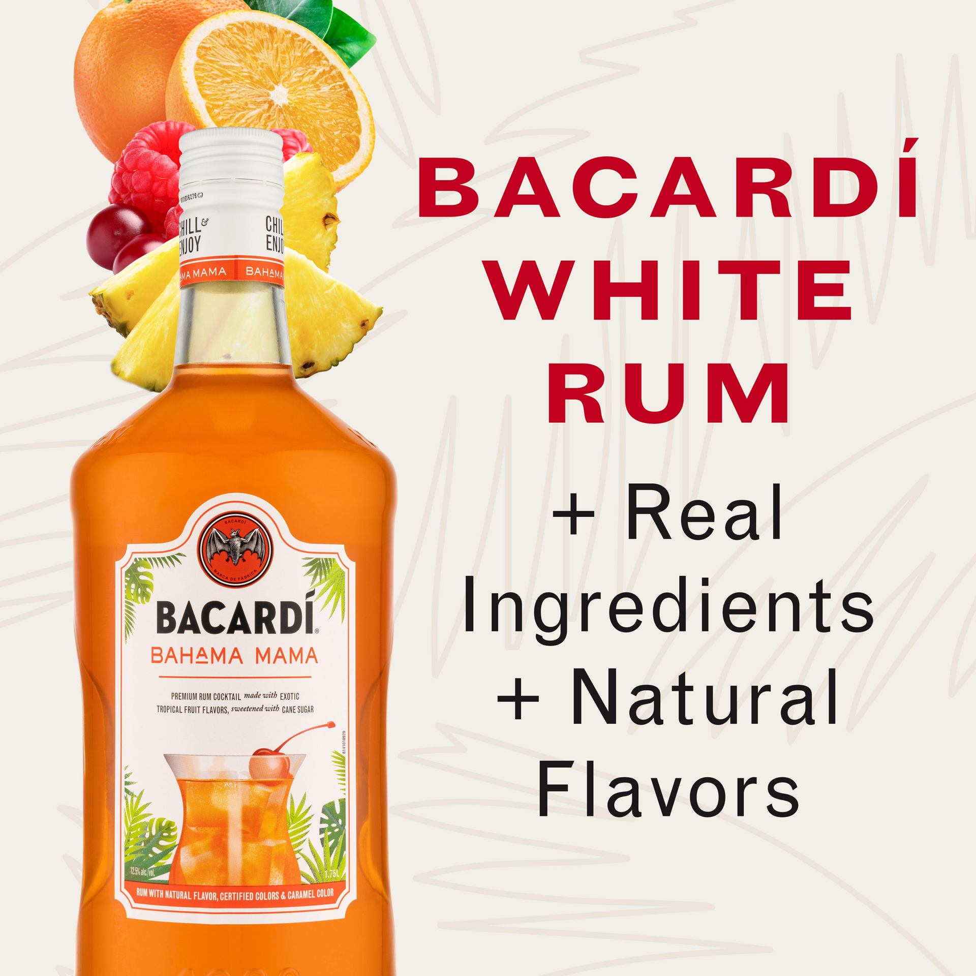 slide 3 of 5, Bacardi Bacardí Bacardi Bahama Mama Gluten Free Premium Rum Cocktail 12.5% 175Cl/1.75L, 1.75 liter