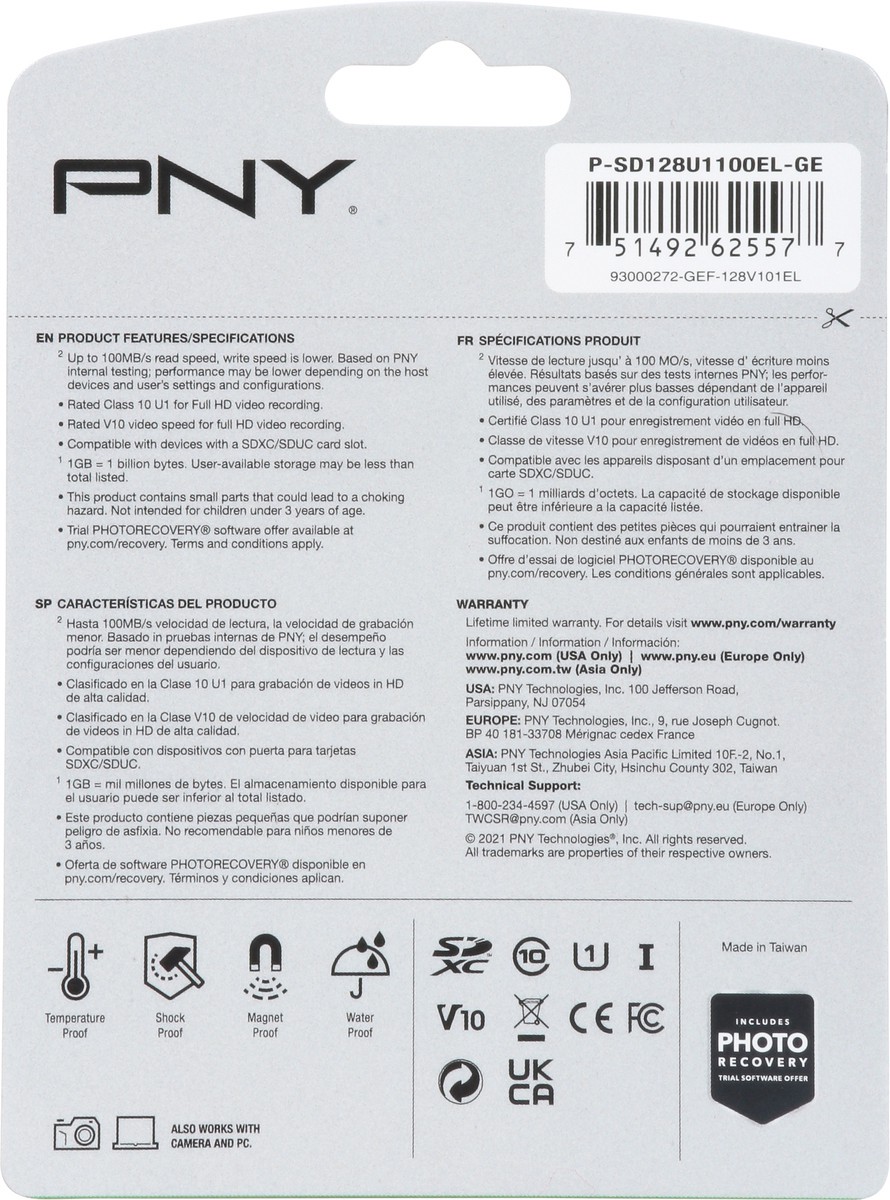 slide 4 of 9, PNY 128 GB Elite SDXC Flash Card 1 ea, 1 ct
