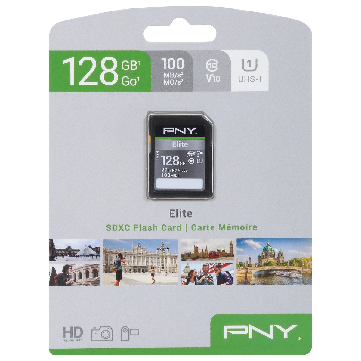 slide 1 of 9, PNY 128 GB Elite SDXC Flash Card 1 ea, 1 ct