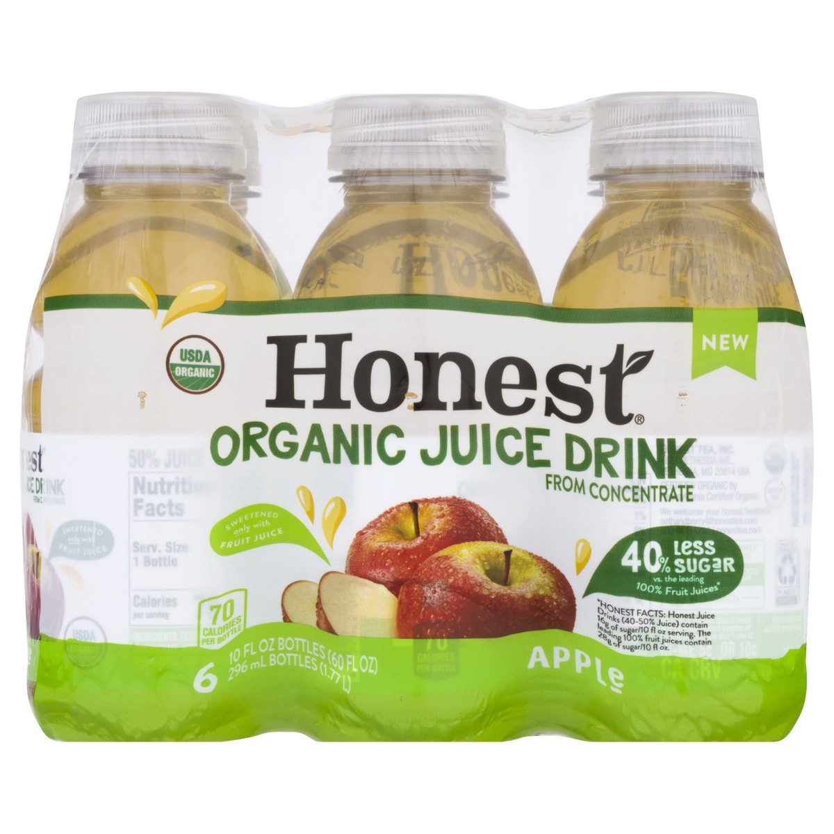 slide 4 of 13, Honest Juice Drink, Apple, Organic, 6 Pack, Shrink Wrapped, 6 ct