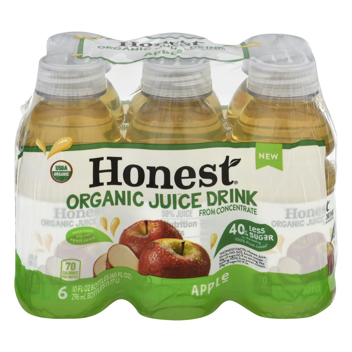 slide 1 of 13, Honest Juice Drink, Apple, Organic, 6 Pack, Shrink Wrapped, 6 ct