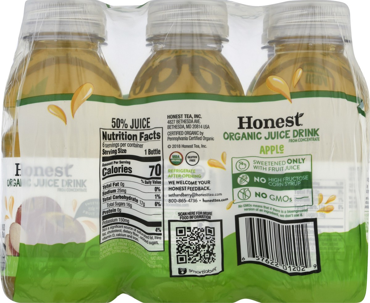 slide 11 of 13, Honest Juice Drink, Apple, Organic, 6 Pack, Shrink Wrapped, 6 ct