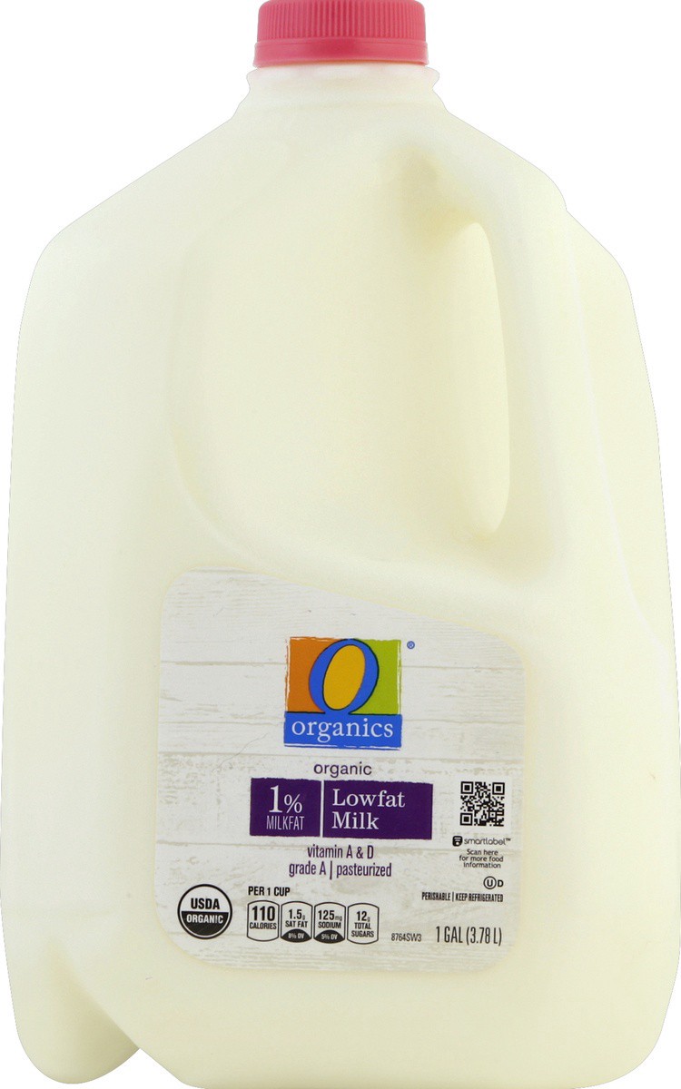 slide 4 of 7, O Organics Organic 1% Lowfat Milk, 1 gal