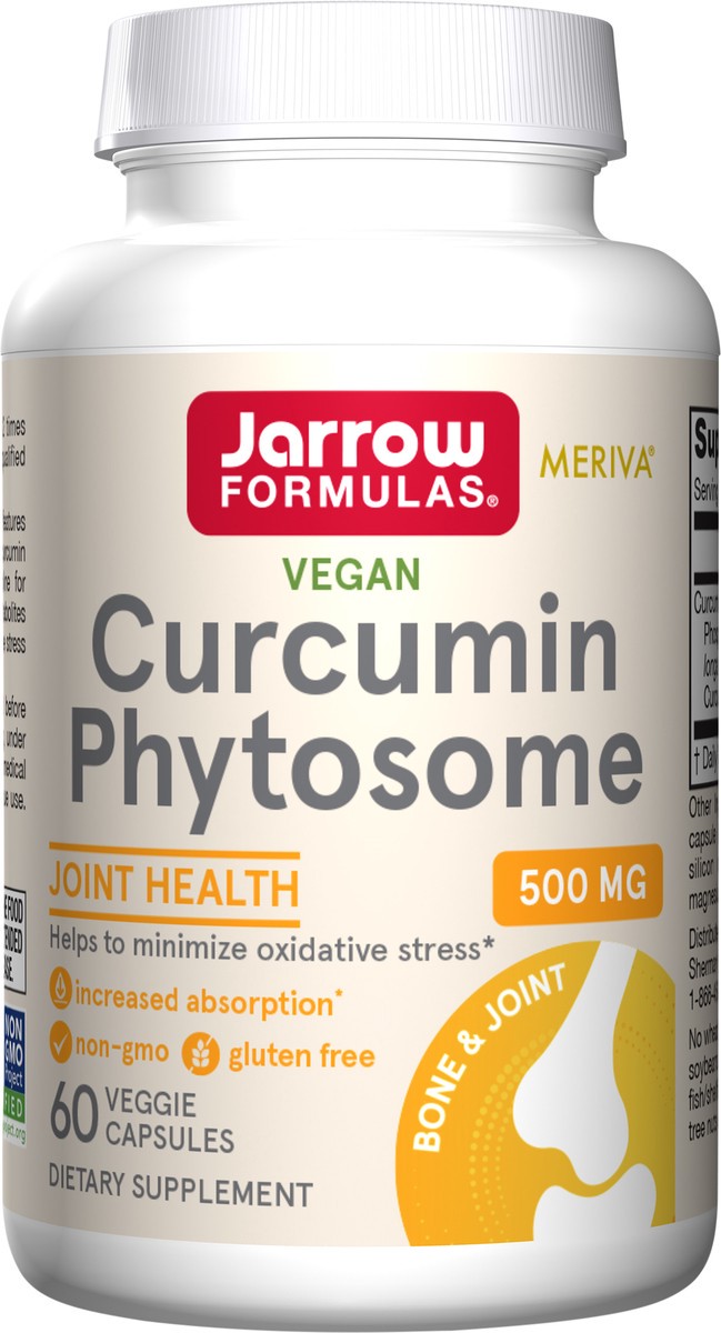 slide 2 of 4, Jarrow Formulas Curcumin Phytosome 500 mg - 60 Veggie Capsules - Formulated with Meriva - Antioxidant Support Supplement - Curcumin Absorb Delivery System - 30 Servings, 60 ct