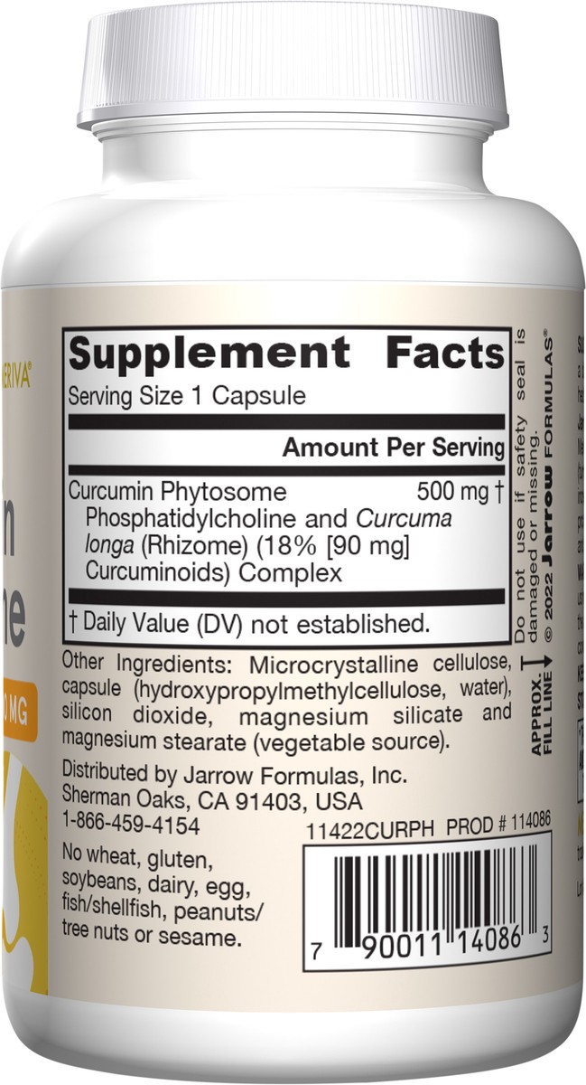 slide 3 of 4, Jarrow Formulas Curcumin Phytosome 500 mg - 60 Veggie Capsules - Formulated with Meriva - Antioxidant Support Supplement - Curcumin Absorb Delivery System - 30 Servings, 60 ct
