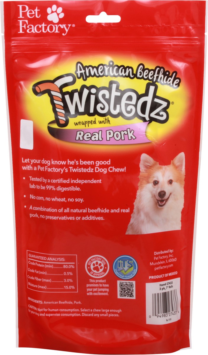 slide 7 of 10, Twistedz Wrapped with Real Pork American Beefhide Dog Chews 3 ea, 3 ct