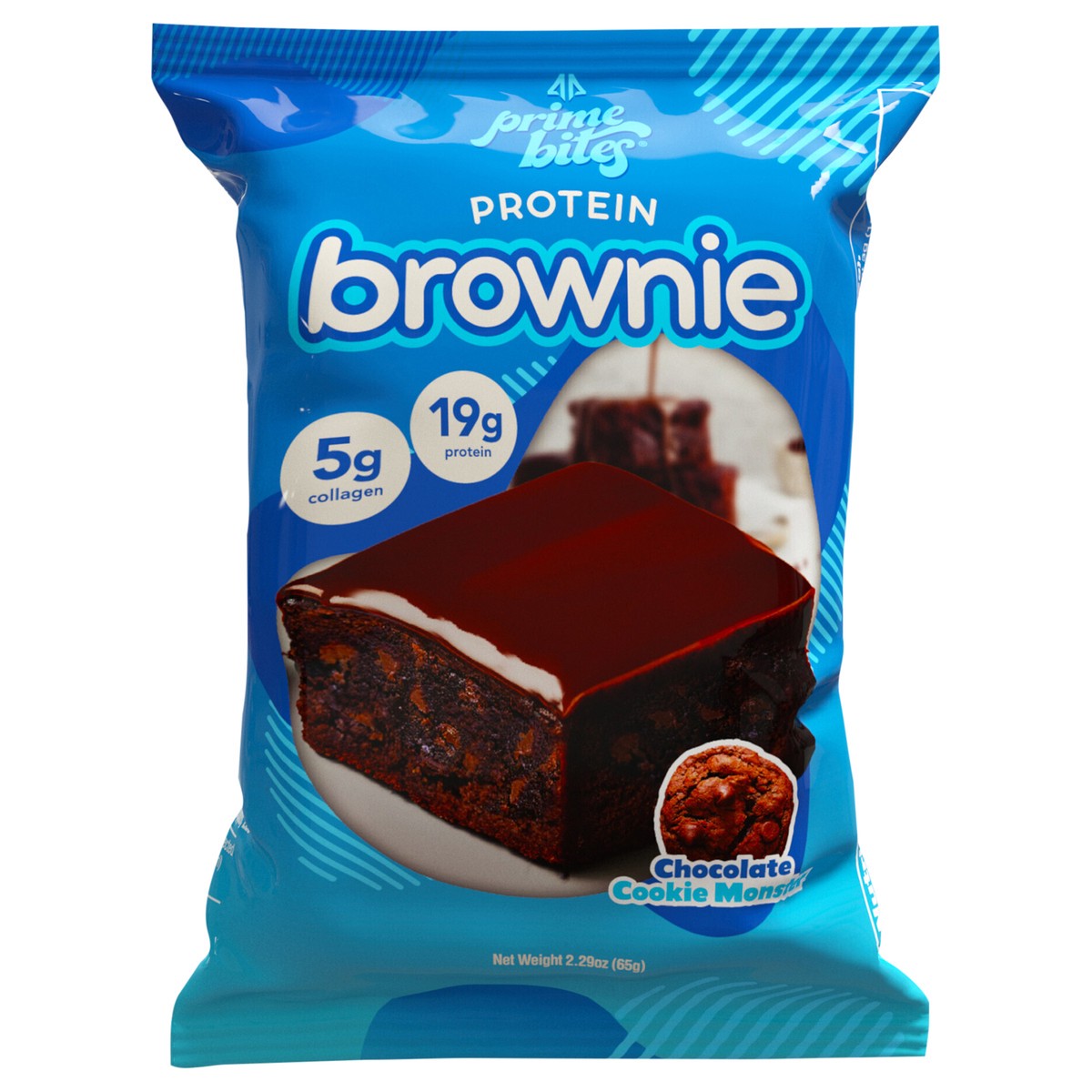 slide 2 of 7, Prime Bites Chocolate Cookie Monster Protein Brownie 2.29 oz, 2.29 oz