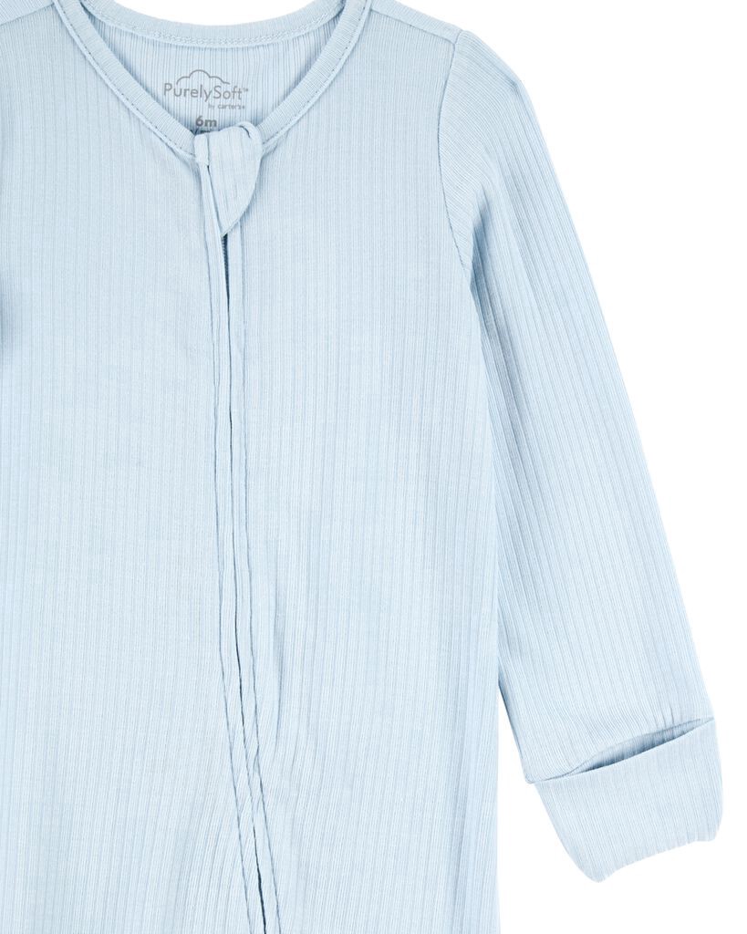 slide 3 of 4, Carter's Baby Solid PurelySoft Sleep & Play Pajamas - Blue Blue PRE, 1 ct
