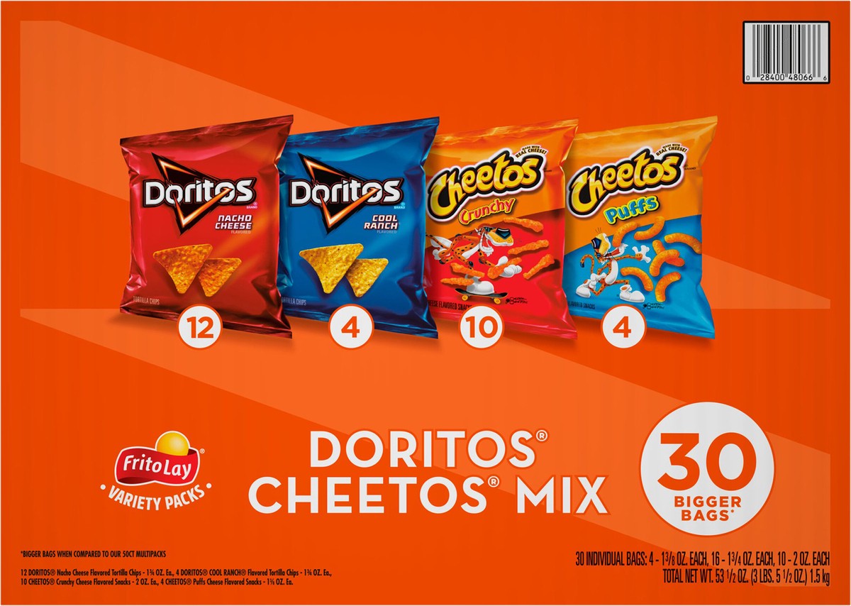 slide 2 of 9, Frito-Lay Doritos Cheetos Mix Variety 53 1/2 Oz 30 Count, 30 ct