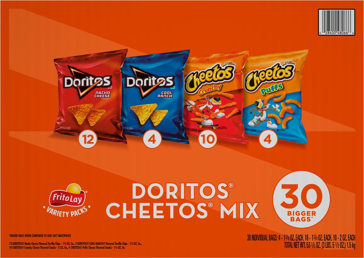 slide 3 of 9, Frito-Lay Doritos Cheetos Mix Variety 53 1/2 Oz 30 Count, 30 ct