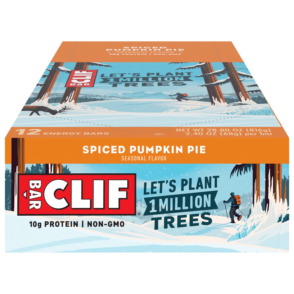 slide 1 of 13, CLIF BAR - Spiced Pumpkin Pie Flavor - Made with Organic Oats - 10g Protein - Non-GMO - Plant Based - Seasonal Energy Bars - 2.4 oz. (12 Count), 28.8 oz