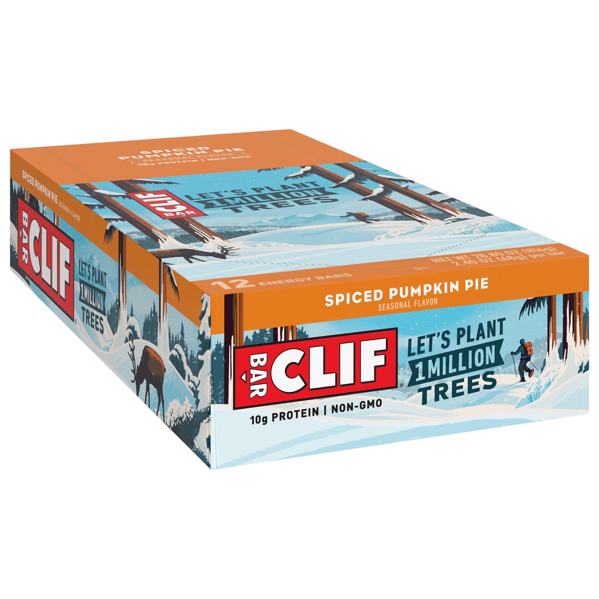 slide 10 of 13, CLIF BAR - Spiced Pumpkin Pie Flavor - Made with Organic Oats - 10g Protein - Non-GMO - Plant Based - Seasonal Energy Bars - 2.4 oz. (12 Count), 28.8 oz