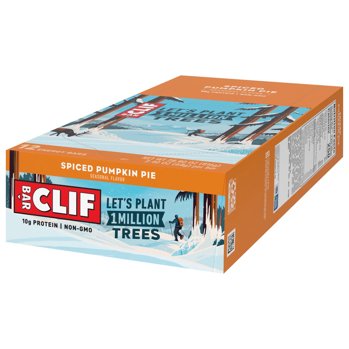 slide 11 of 13, CLIF BAR - Spiced Pumpkin Pie Flavor - Made with Organic Oats - 10g Protein - Non-GMO - Plant Based - Seasonal Energy Bars - 2.4 oz. (12 Count), 28.8 oz