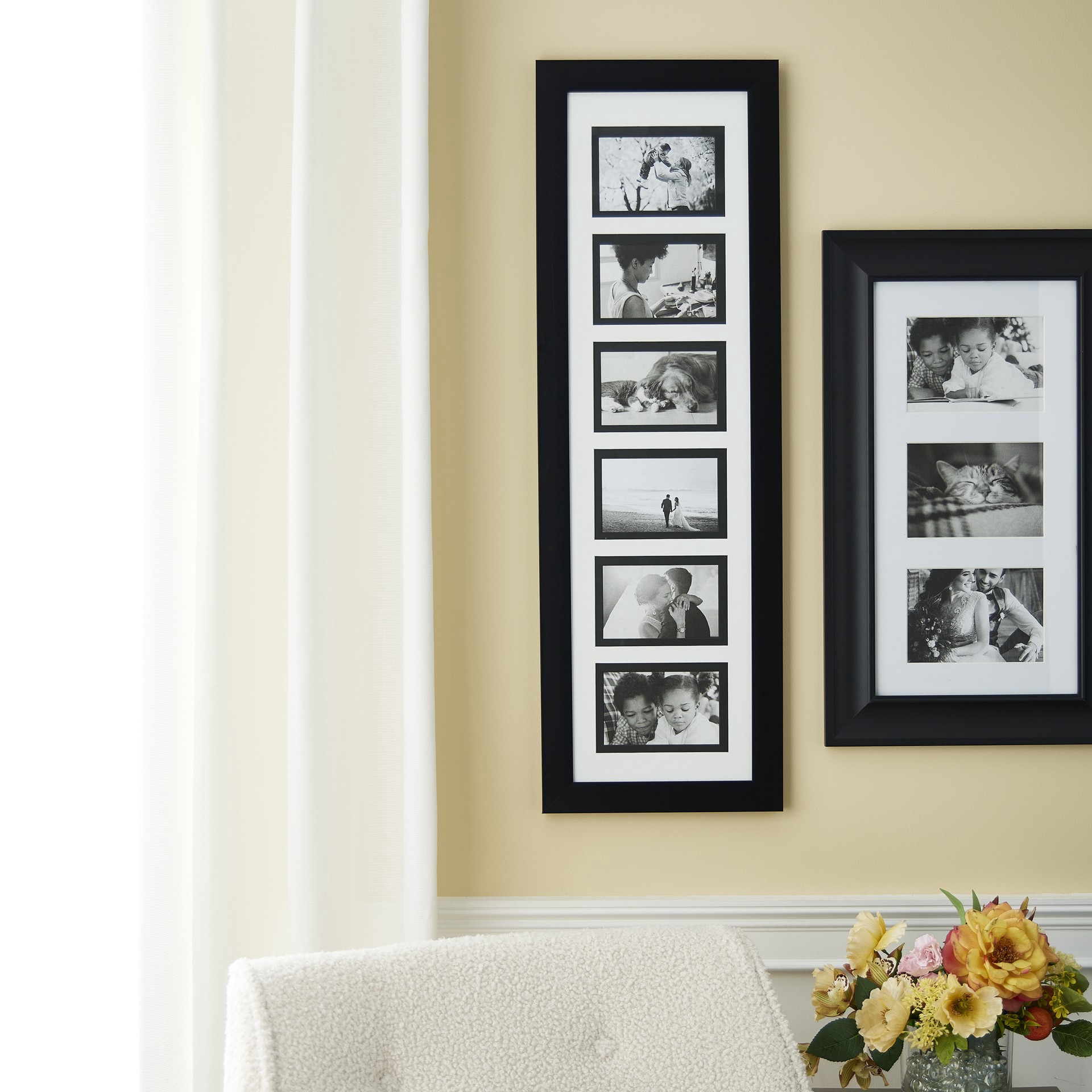 slide 6 of 6, 6 Opening 32.5" X 9" Collage Frame With Double Mat By Studio Decor, 32.5 in x 9 in