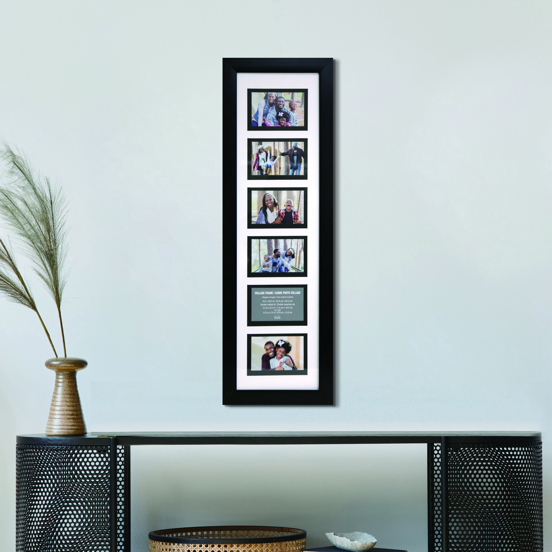 slide 3 of 6, 6 Opening 32.5" X 9" Collage Frame With Double Mat By Studio Decor, 32.5 in x 9 in