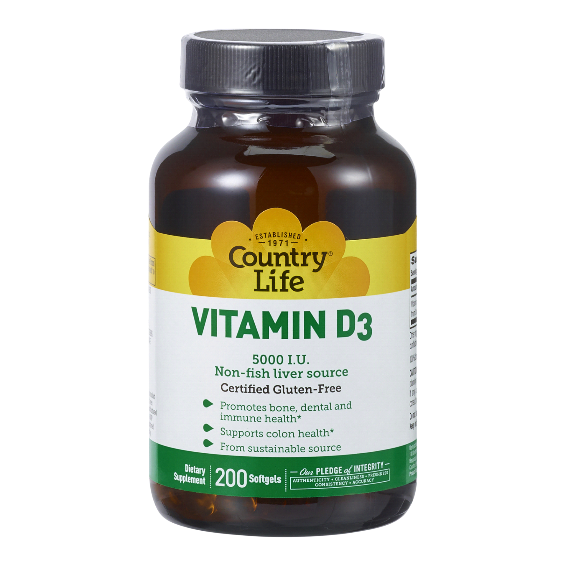 slide 1 of 1, Country Life 25 mcg Vitamin D3 200 Softgels, 200 ct