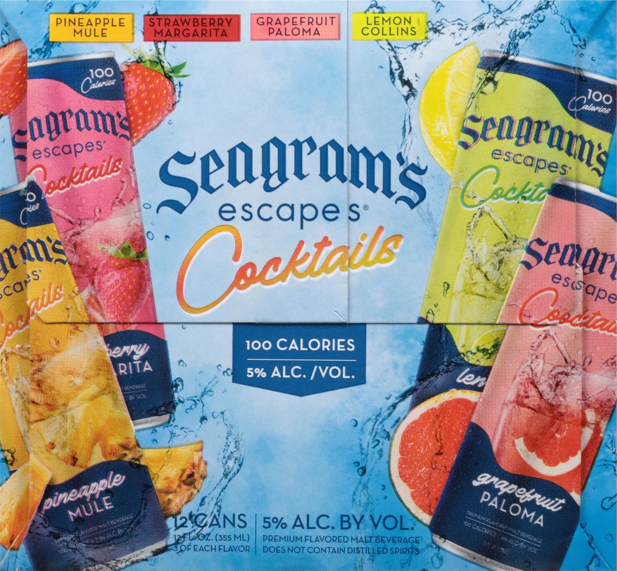 slide 11 of 13, Seagram's Assorted Cocktails 12 - 12 fl oz Cans, 12 ct; 12 oz