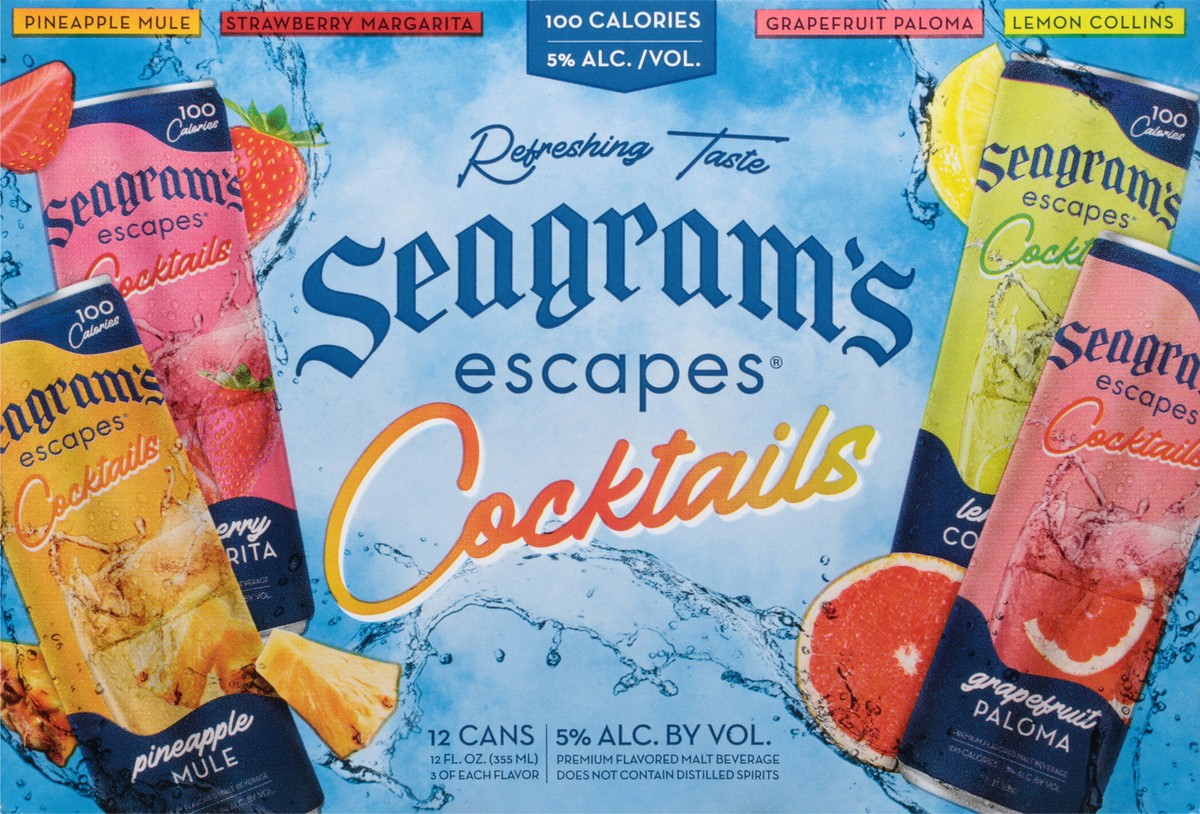 slide 10 of 13, Seagram's Assorted Cocktails 12 - 12 fl oz Cans, 12 ct; 12 oz