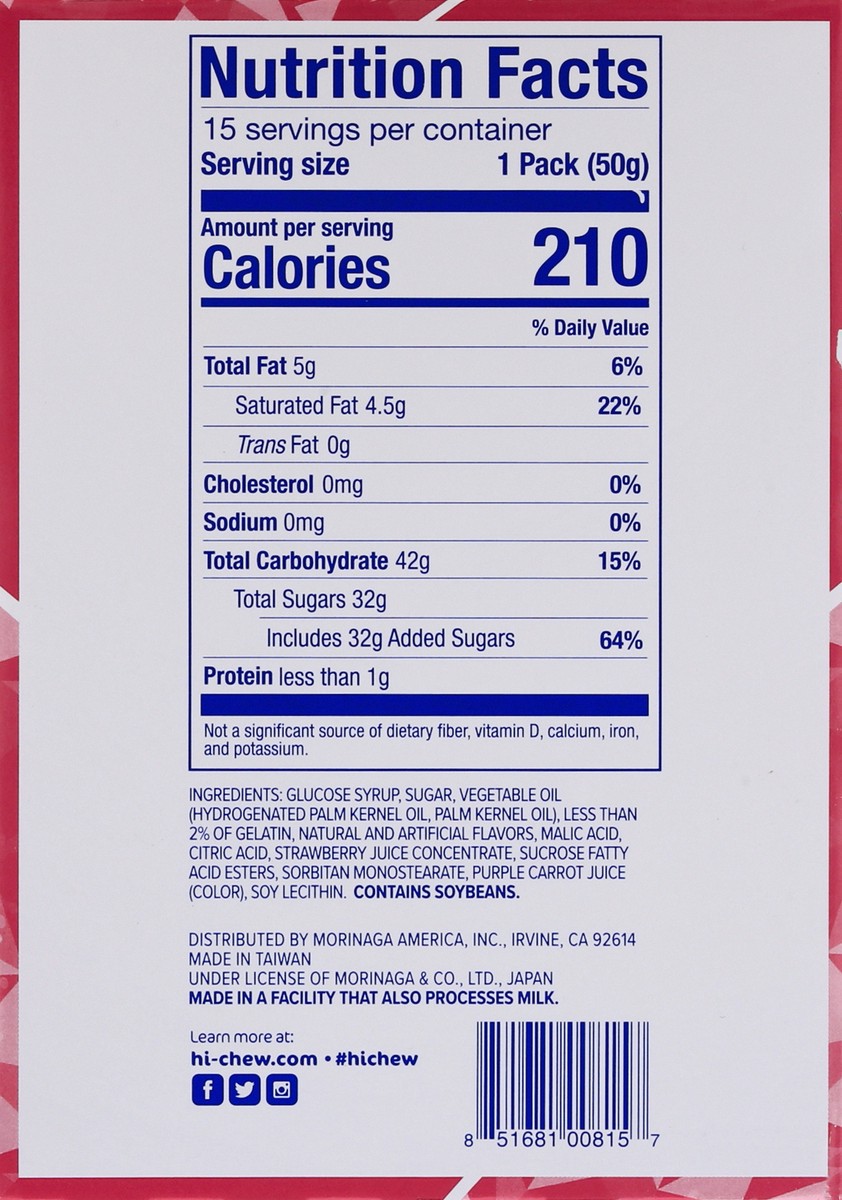 slide 8 of 9, Hi-Chew Strawberry Fruit Chews 15 ea, 15 ct