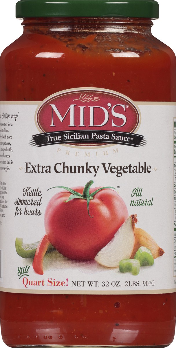 slide 6 of 9, Mid's Quart Size Extra Chunky Vegetable Pasta Sauce 32 oz, 32 oz