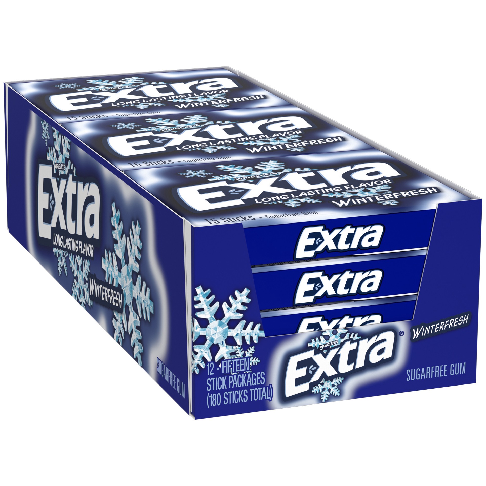 slide 1 of 6, Extra Mint Sugar Free Chewing Gum, Winterfresh, 15-sticks, 12-count, 