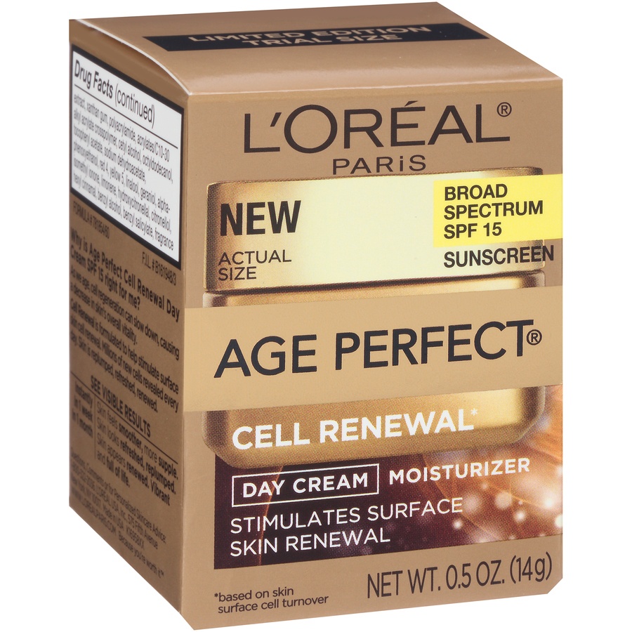 slide 3 of 7, L'Oréal Paris Age Perfect Cell Renewal Day Cream SPF 15, 5 oz