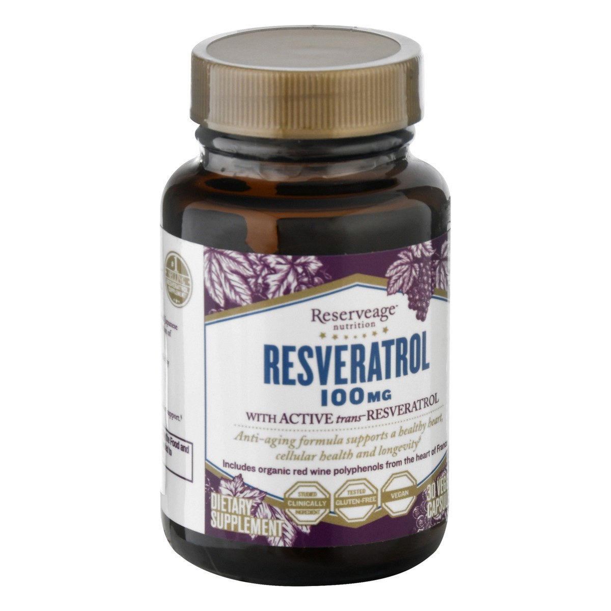 slide 5 of 9, Reserveage Nutrition Resveratrol 100mg, 30 ct