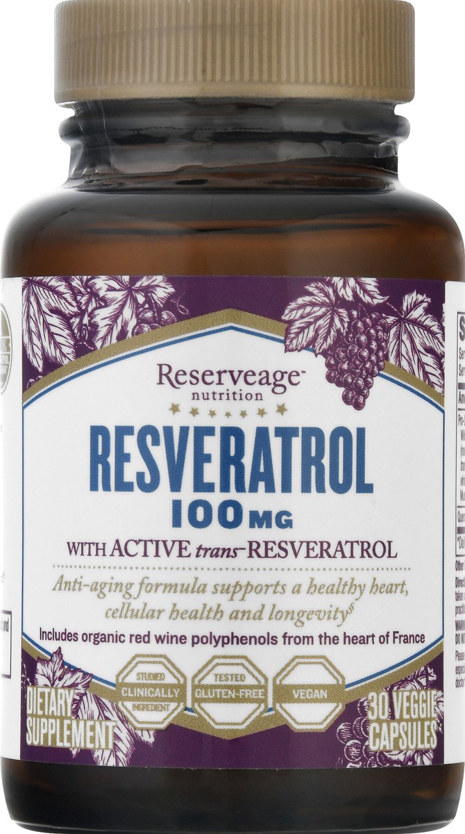 slide 8 of 9, Reserveage Nutrition Resveratrol 100mg, 30 ct