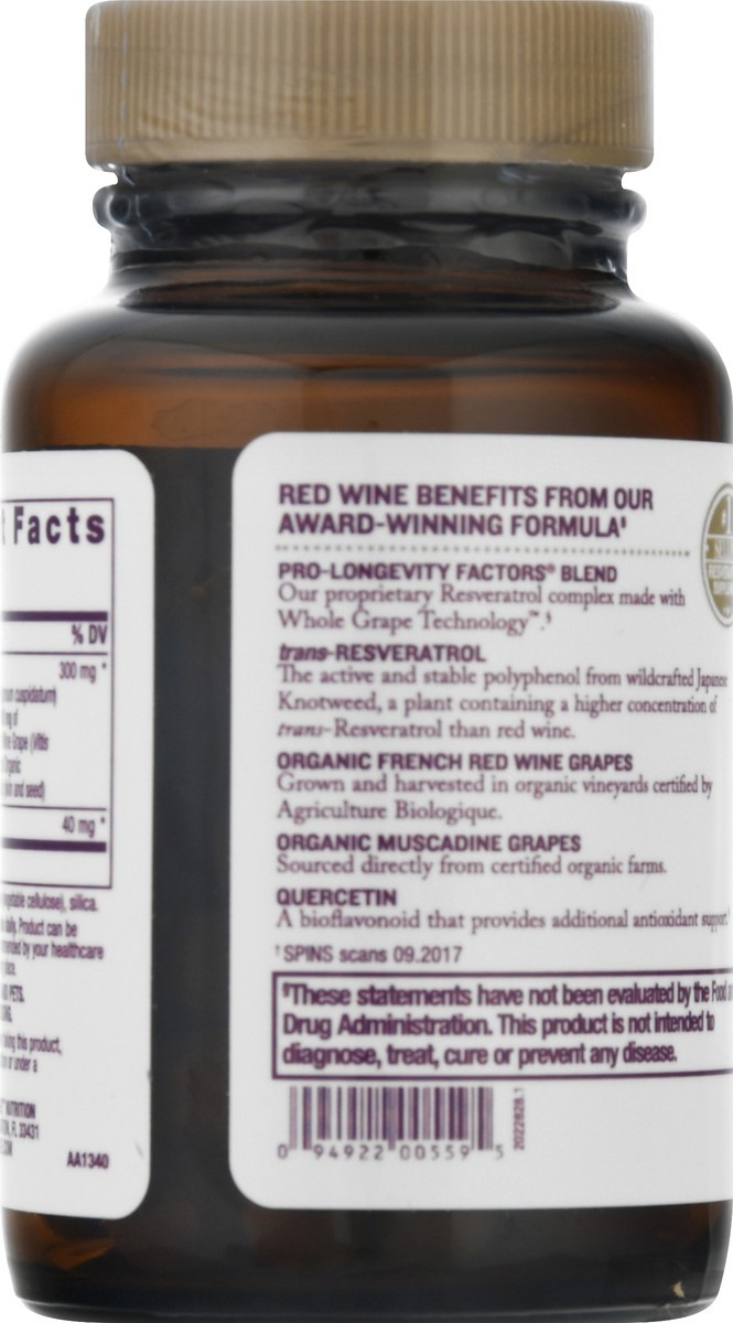 slide 9 of 9, Reserveage Nutrition Resveratrol 100mg, 30 ct