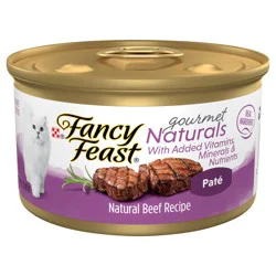 Purina Fancy Feast Pate Wet Cat Food Gourmet Naturals Beef Recipe With Added Vitamins, Minerals and Nutrients