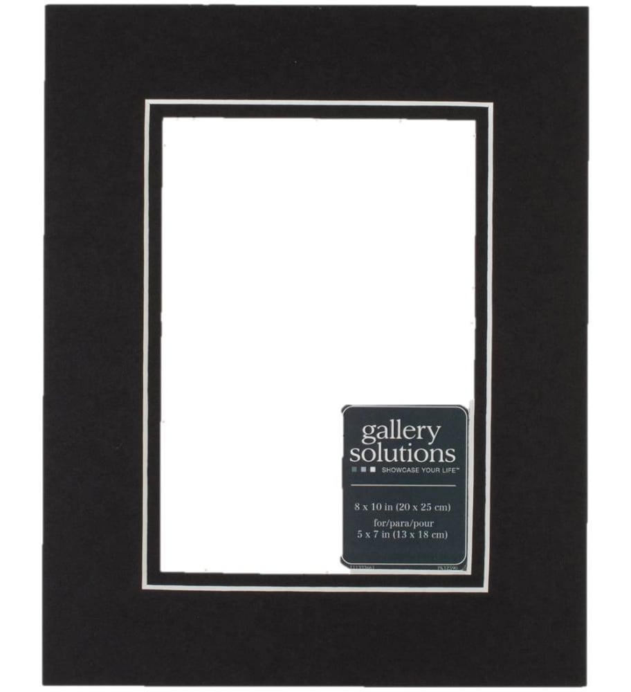 slide 1 of 1, Pinnacle Gallery Solutions 8 X 10 Picture Frame With 5 X 7 Double Mat - Black/Black, 1 ct