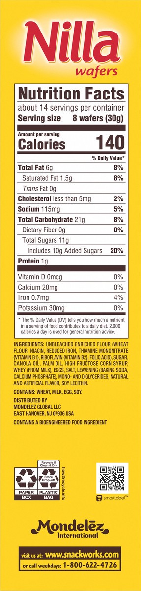 slide 9 of 9, Nilla Wafers Vanilla Wafer Cookies, Family Size, 15 oz, 15 oz