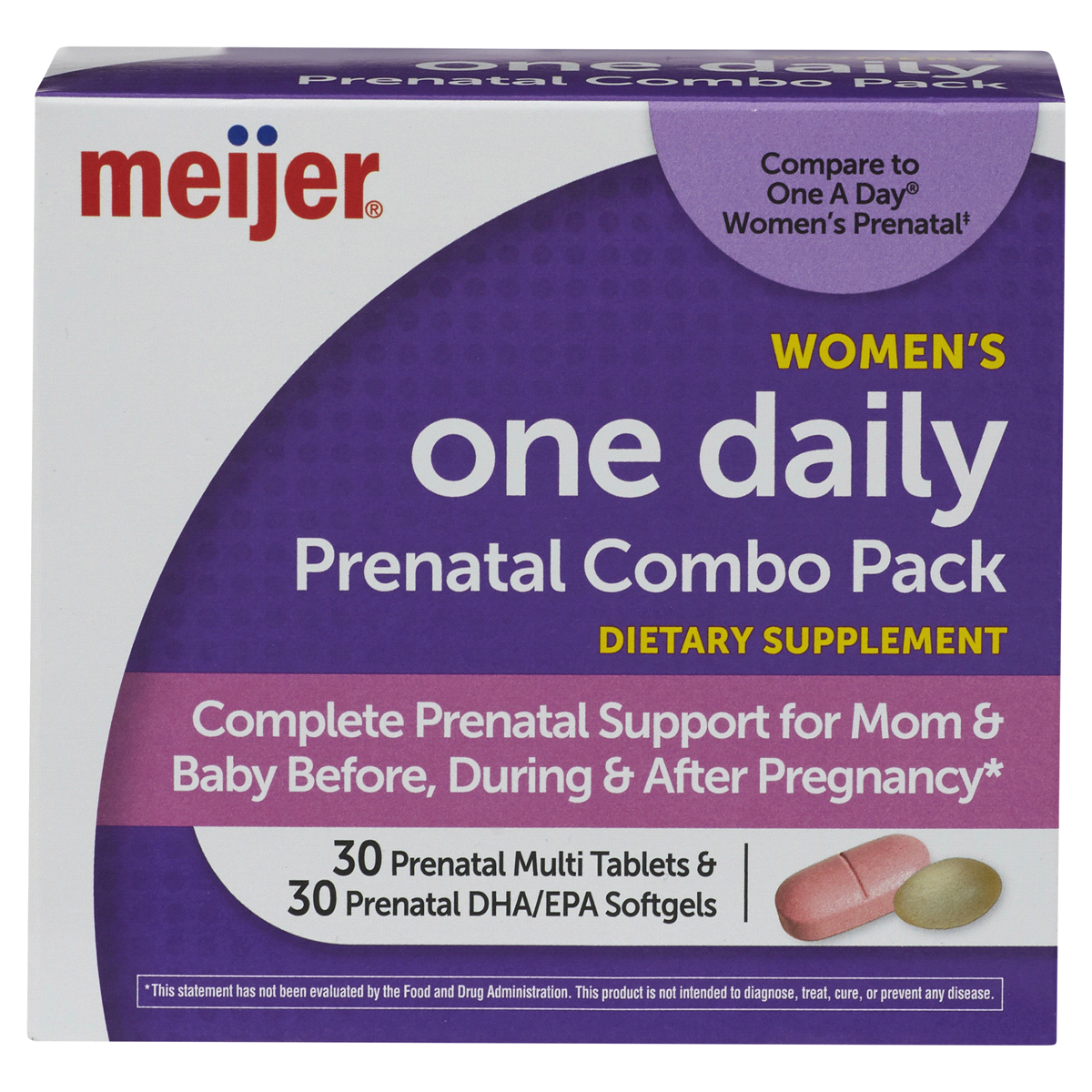 slide 1 of 1, Meijer One Daily Women's Prenatal Combo Pack, 60 ct