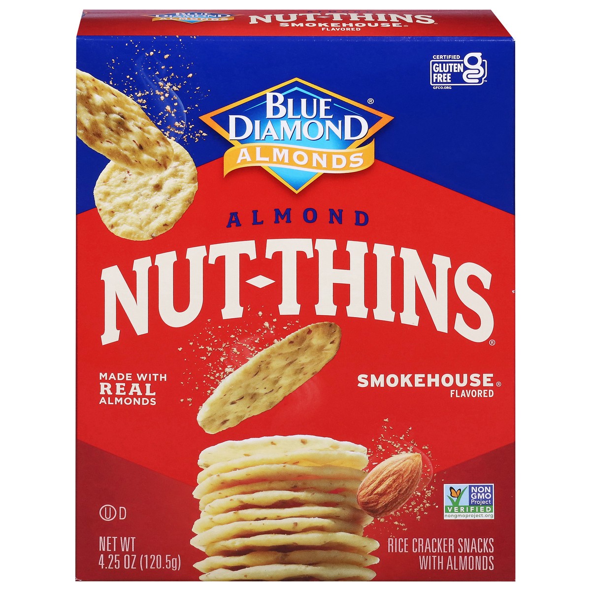 slide 1 of 2, Blue Diamond Nut-Thins Almond Smokehouse Flavored Rice Cracker Snacks 4.25 oz, 4.25 oz