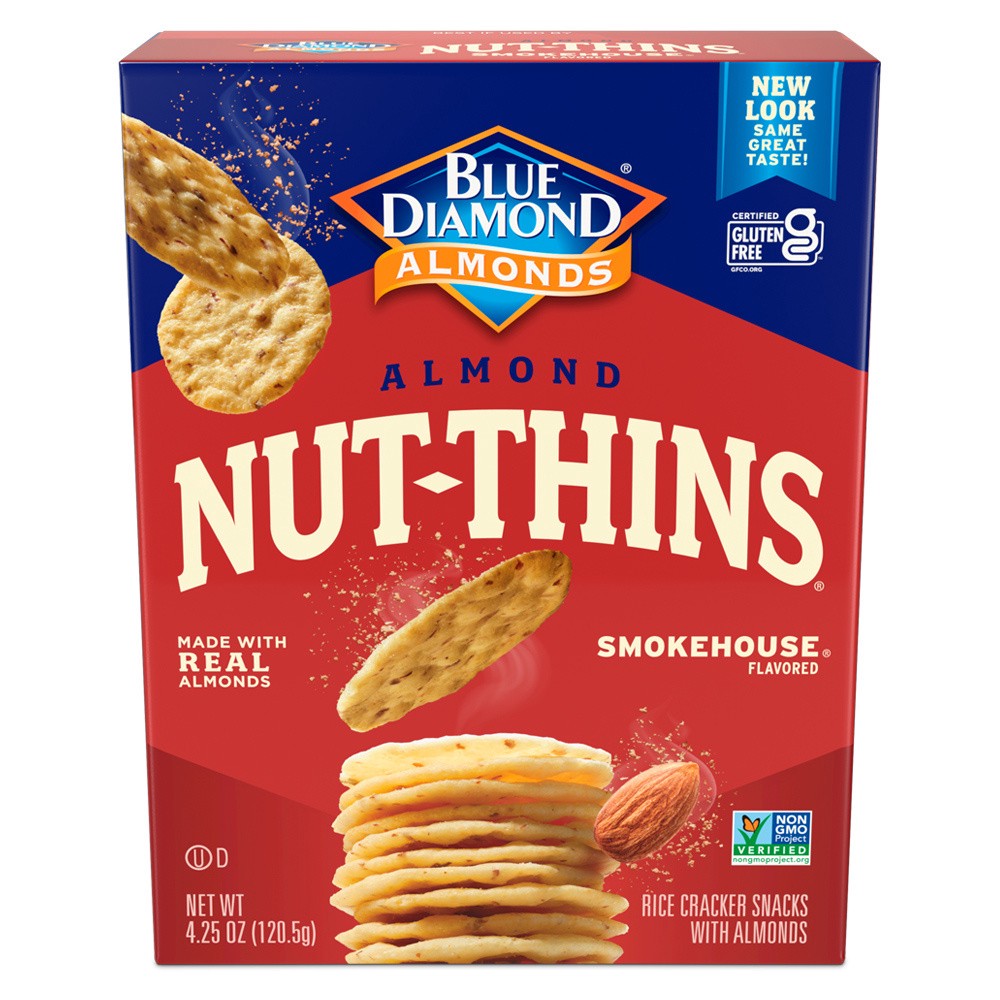 slide 1 of 2, Blue Diamond Nut Thins Crackers, Smokehouse, 4.25oz Box, 4.25 oz