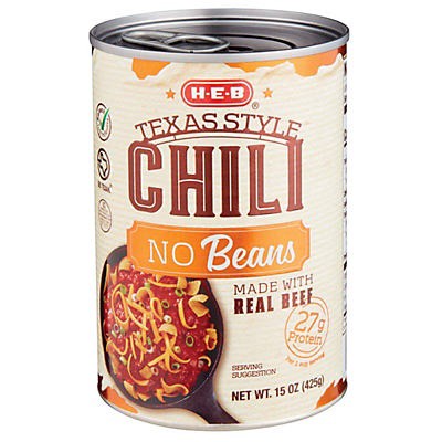 slide 1 of 1, H-E-B Texas Style Chili - No Beans, 15 oz