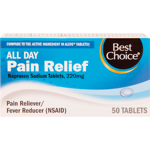 slide 1 of 1, Best Choice All Day Pain Relief Naproxen Sodium Tablets, 50 ct