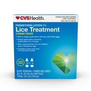 slide 1 of 1, CVS Health Permethrin Lotion 1% Lice Treatment Family Pack, 4 oz