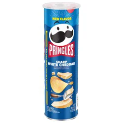 Pringles Potato Crisps Chips, Lunch Snacks, On the Go Snacks, Sharp White Cheddar, 5.5oz Can, 1 Can