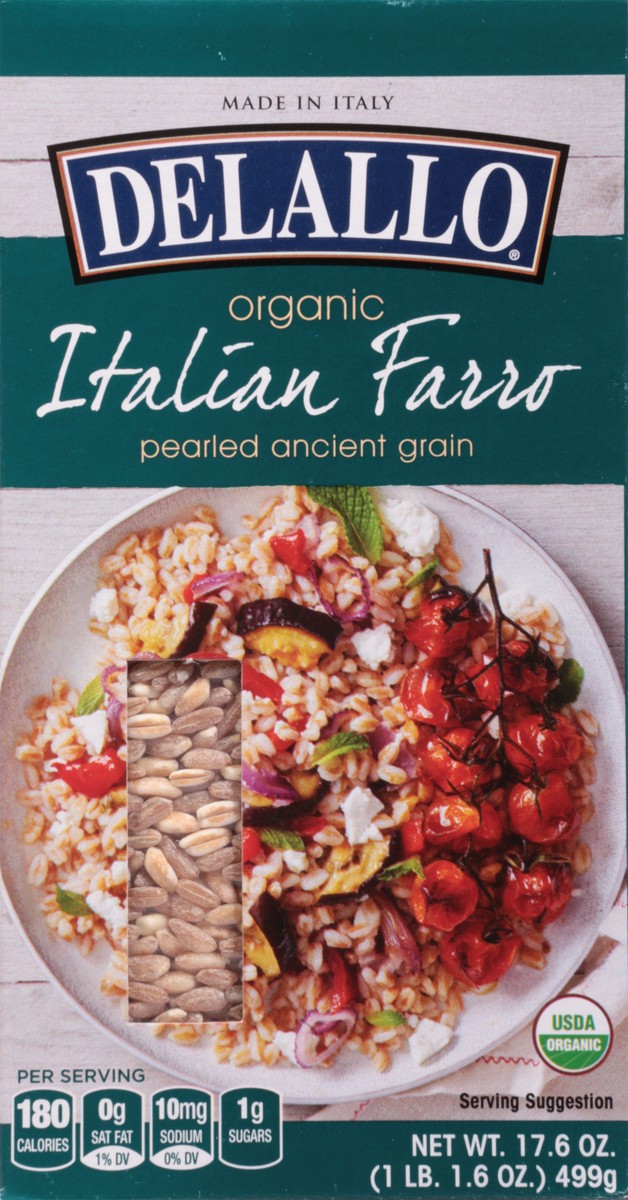 slide 5 of 13, Delallo Organic Pearled Farro, 17.6 oz