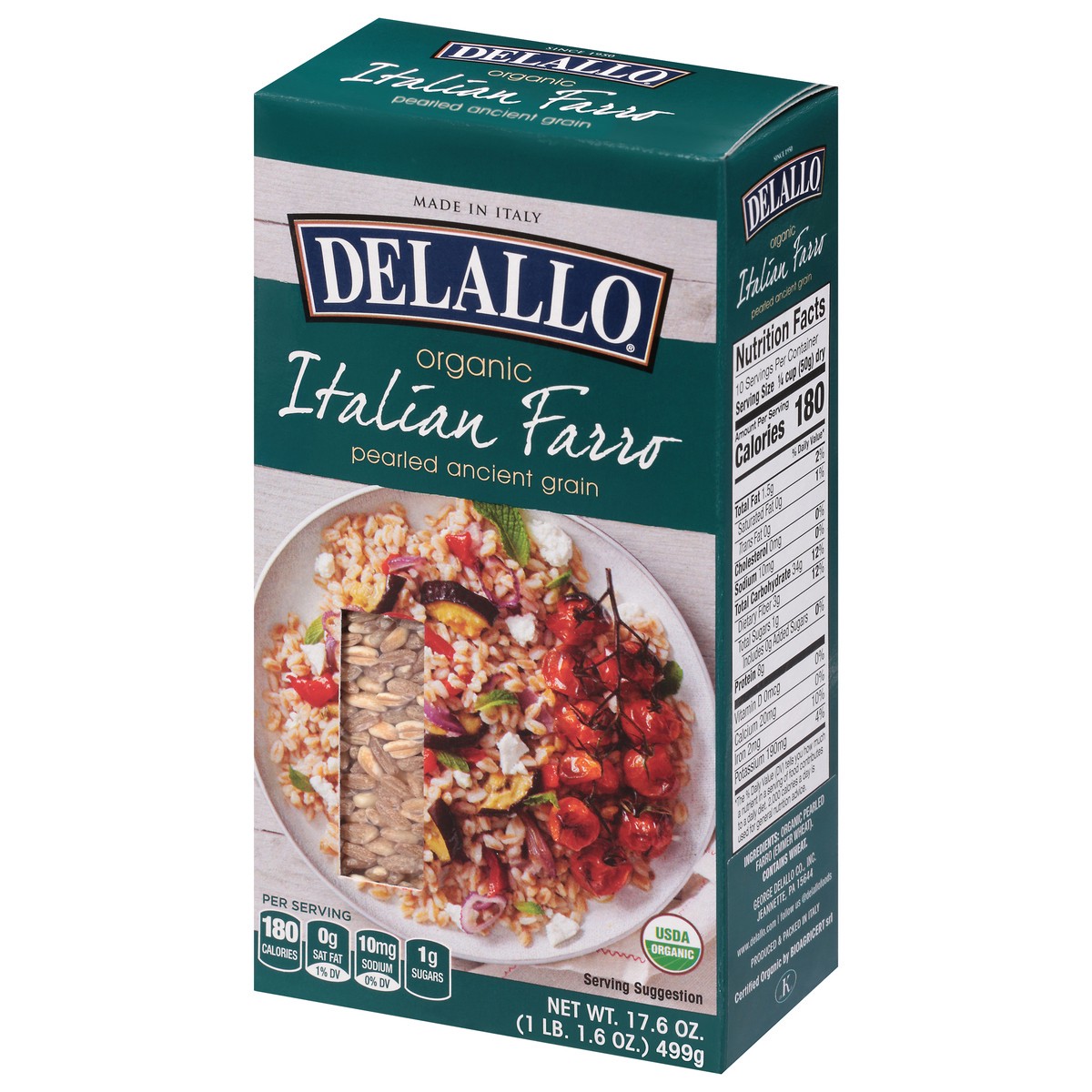 slide 7 of 13, Delallo Organic Pearled Farro, 17.6 oz