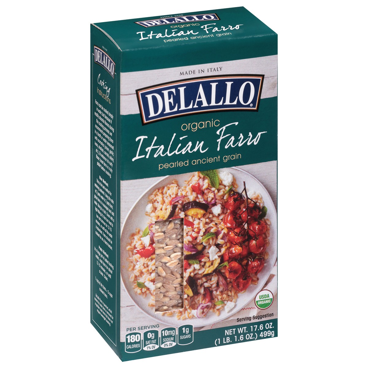 slide 3 of 13, Delallo Organic Pearled Farro, 17.6 oz