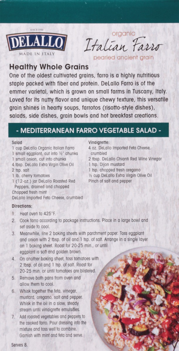 slide 4 of 13, Delallo Organic Pearled Farro, 17.6 oz