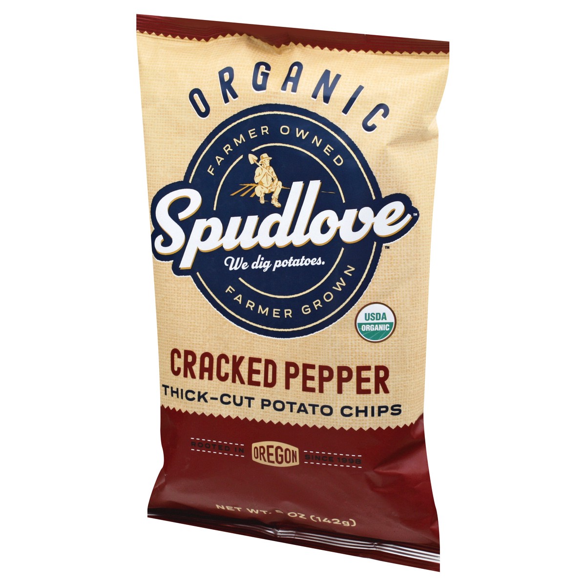 slide 4 of 9, SpudLove Organic Thick-Cut Cracked Pepper Potato Chips 5 oz, 5 oz