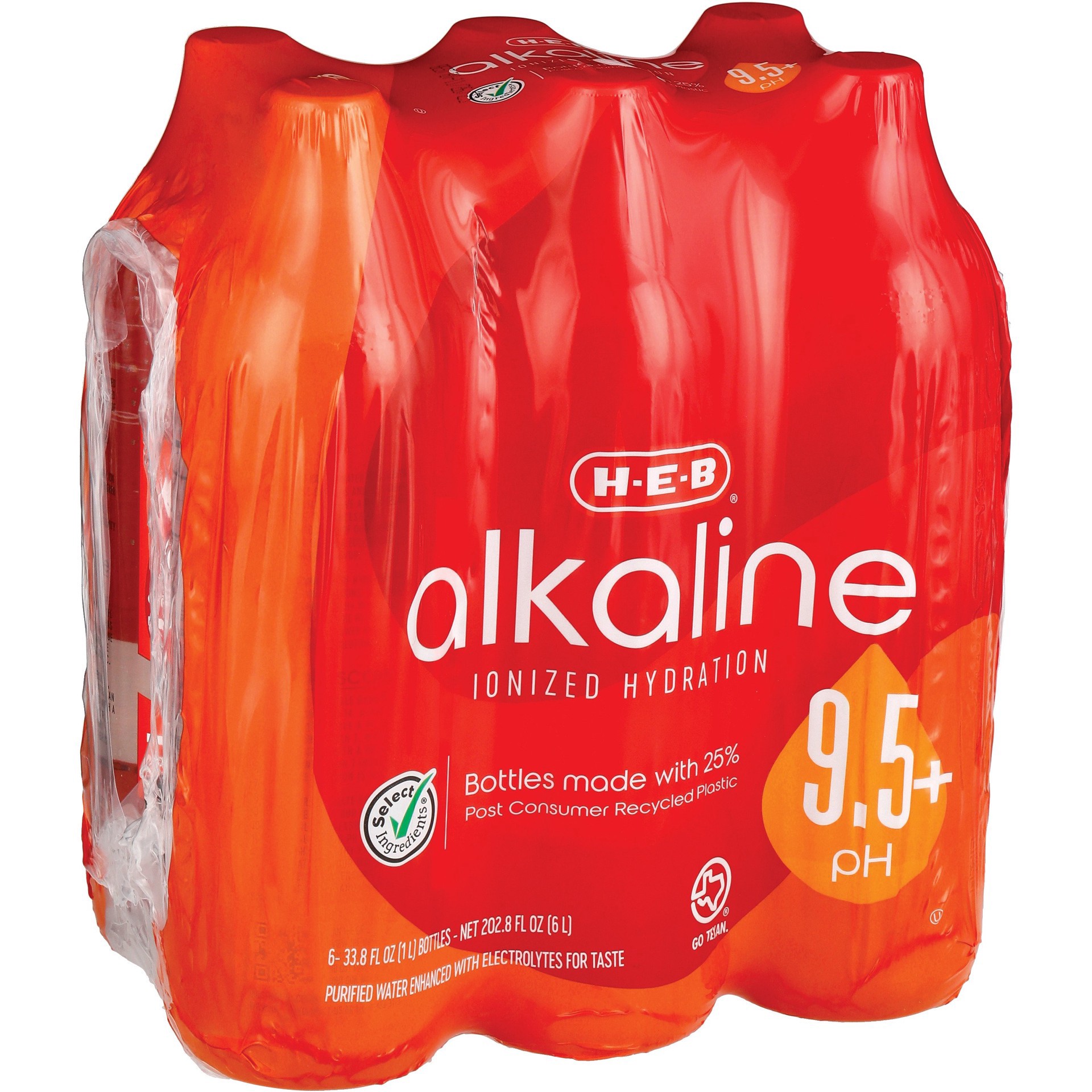 slide 1 of 1, H-E-B Alkaline Water - 6 ct, 6 ct